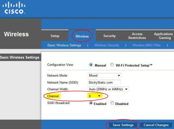change wireless channel instructions